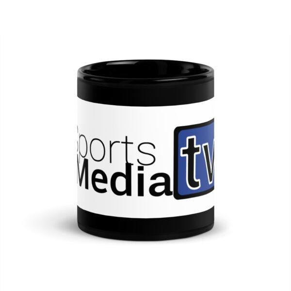 Sports Media TV Black Glossy Mug - Image 3